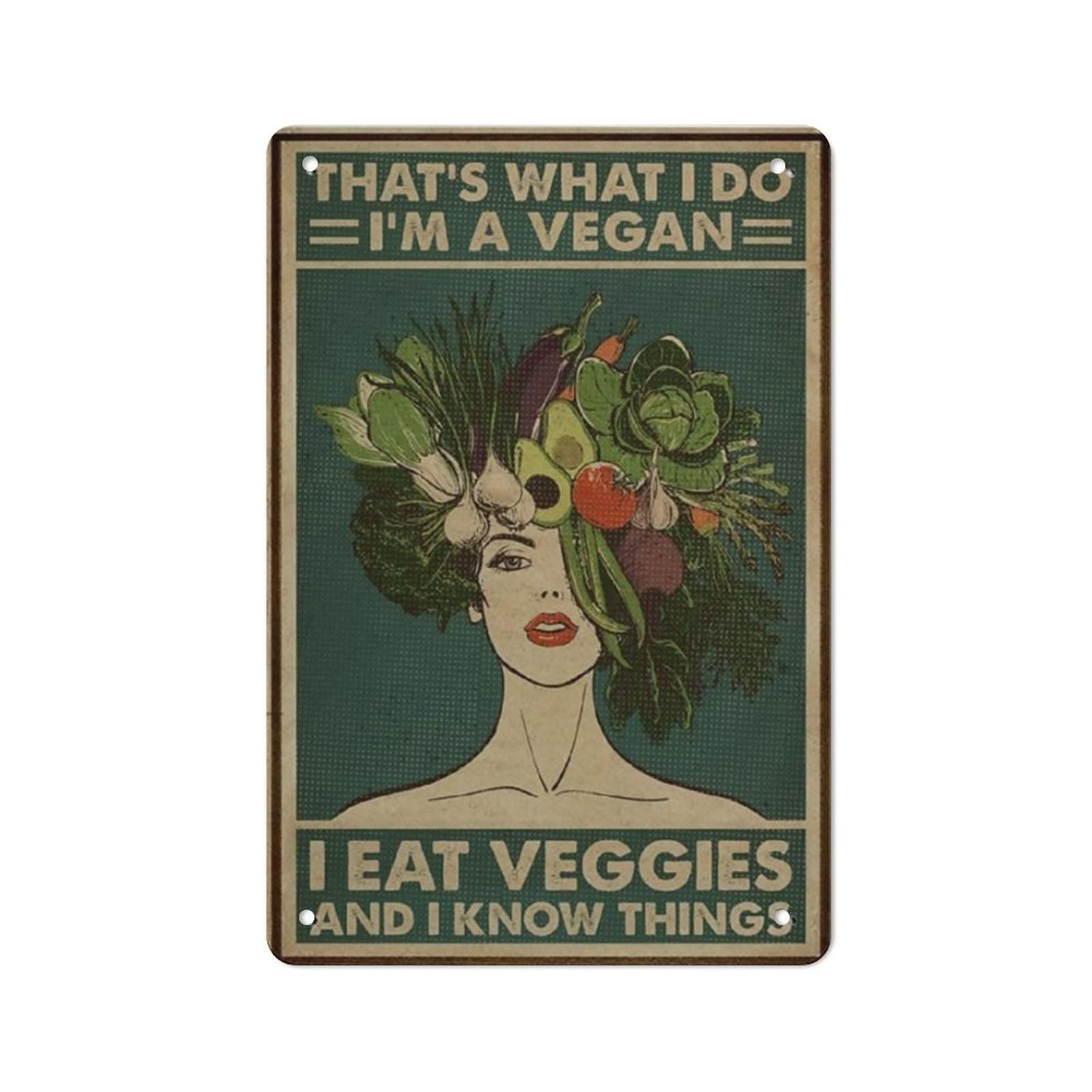 AOOEDM I'm A Vegan Metal Tin Sign for Home Bar Pub Kitchen Wall Art Deocr Man Cave Vintage Metal Sign Poster Plaque Signs Quotes Sign