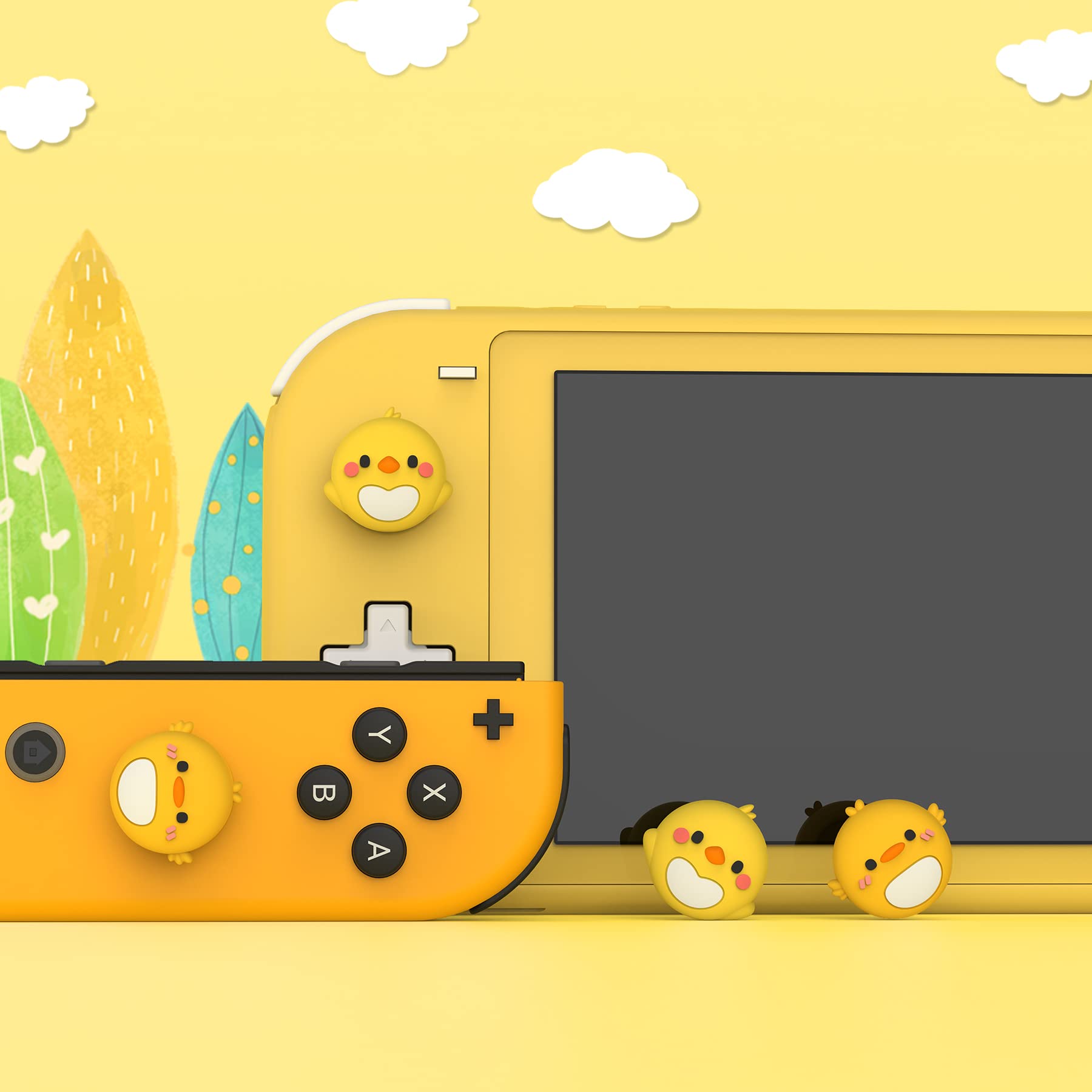 PlayVital 4PCS Thumb Grip Caps do Switch,Nakładki na Gałki Analogowe kompatybilny z Switch OLED/Lite Joycon-Papuga&Pisklę