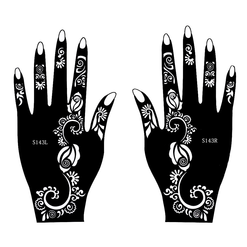 Akcja! Henna szablony do tatuażu 8 sztuk zestaw do jednorazowego użytku do rąk, również do tatuaży brokatowych i tatuaży Air Brush Set Jaiya