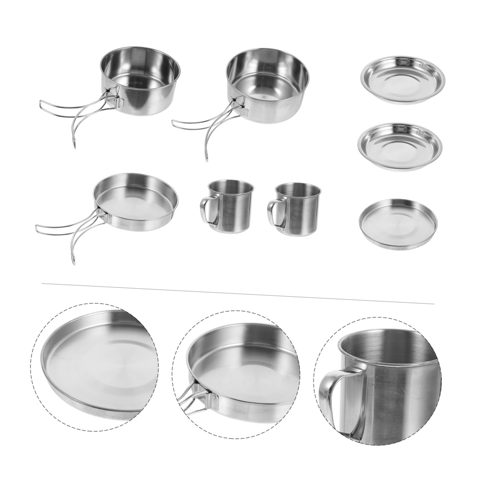 Cabilock Ensemble Cuisine De Camping INOX 8 Pièces, Marmite Et Poêle Pliables, Ustensiles Résistants à La Rouille, Portable pour Pique-niques Randonnée Barbecue en Plein Air