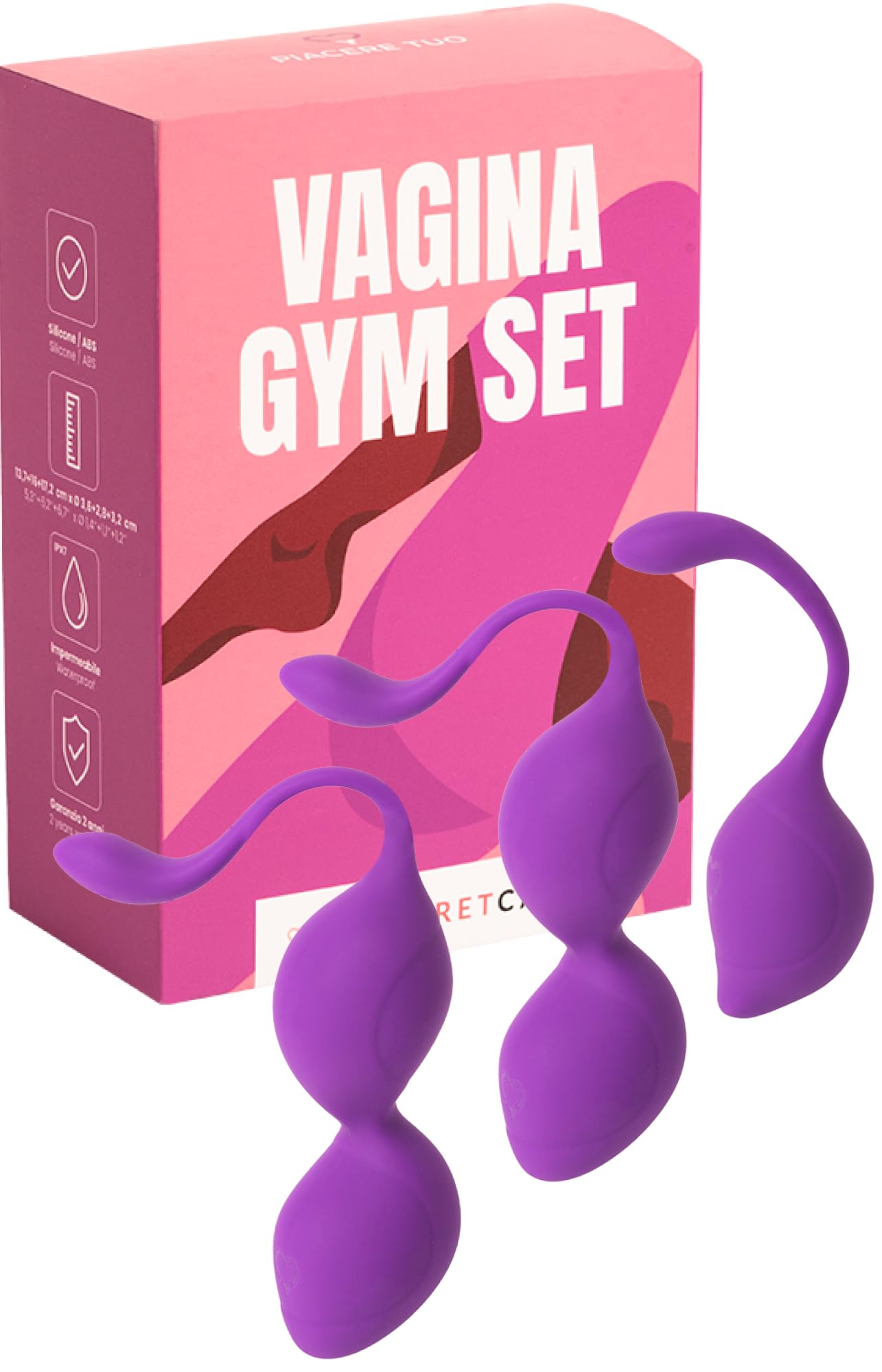 MySecretCase Beckenbodentrainer Liebeskugeln für die Frau - Sexspielzeug für Frauen, Kegel Training, Blasenschwäche Beckenboden Trainingsgerät, Single sex, Anfänger Geisha Ei, Vaginal Orgasmus (Lila)