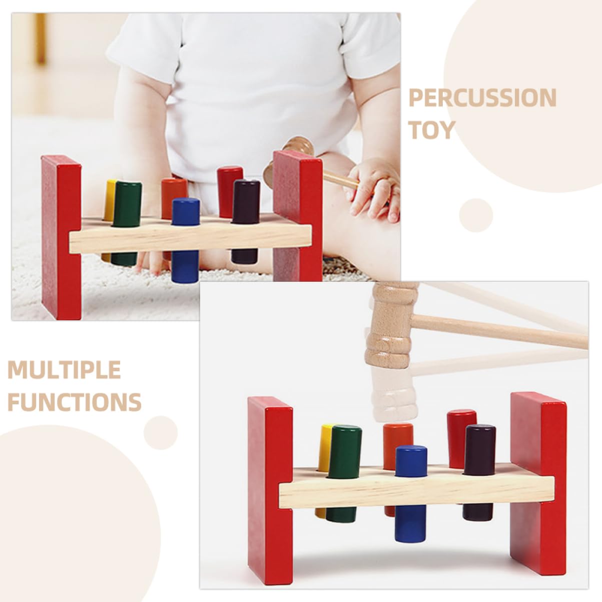 CIYODO 1Set Wooden Early Education Pounding for Color Recognition Educational Plaything for Safe Material for Skill Development and Color Discrimination