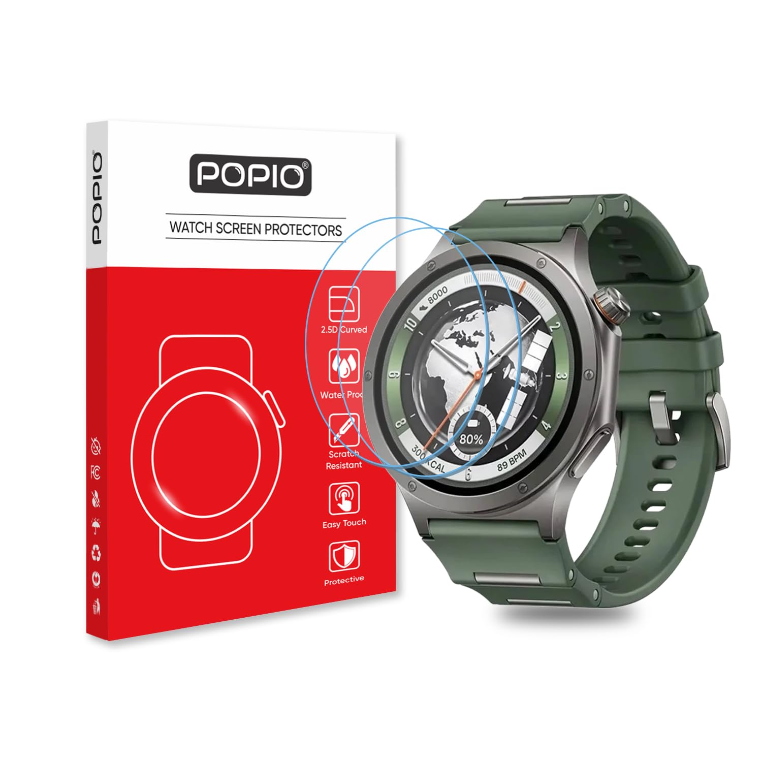 POPIO Military-Grade Gorilla Tempered Glass Screen Protector for Samsung Galaxy Watch 4/5 / 6/7 (44mm) (1.4" inch), Pack of 2 — Amazon image 19