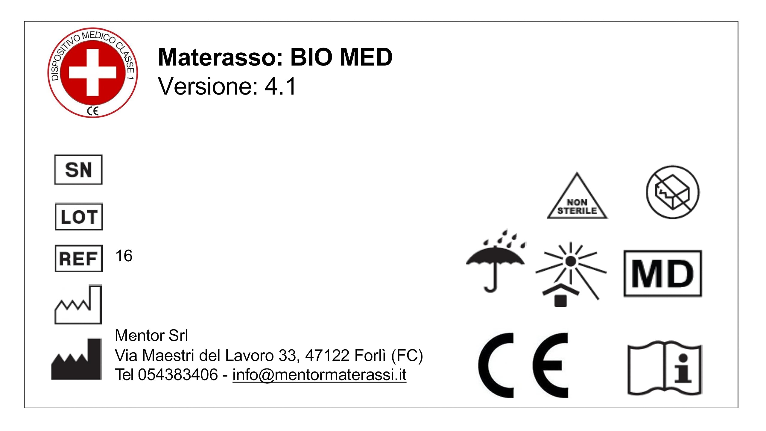 Mentor - Materasso Molle & Memory Med H3 SINGOLO 80x190 Bio MED 4.1 DISP. MEDICO DETRAIBILE, Memory agli Oli Vegetali.