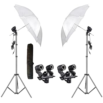 HIFFIN E27 Studio Double Holder KIT Umbrella White + Studio Light Stand 9 FT+ Umbrella and Double Holder KIT Set of 2 (2 x Double Holder | 2 x Light Stand 9 feet | 2 x Umbrella | 1 x Bag)
