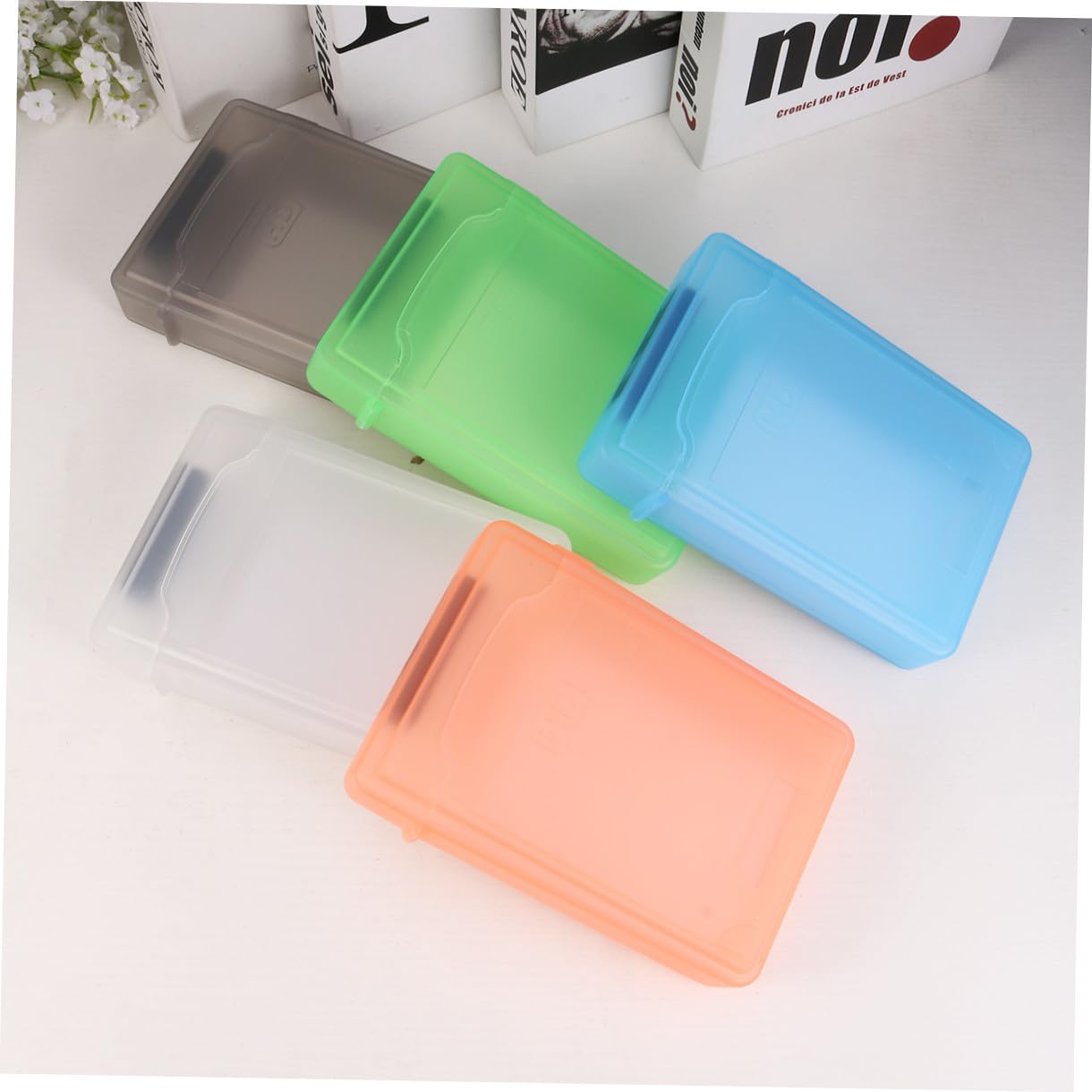 5 Pezzi Custodia Hard Disk Rigida Protettiva in Plastica Durevole con Chiusura Sicura e per Organizzazione Adatta Esterni Colori Misti