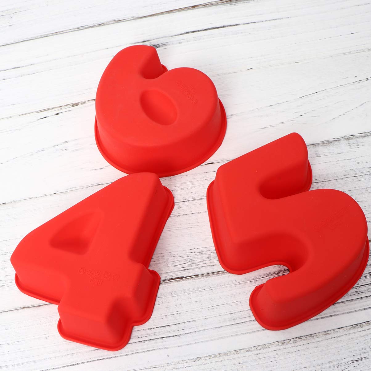 Moule à Chiffres pour Gâteau 9 Pièces en Silicone Rouge