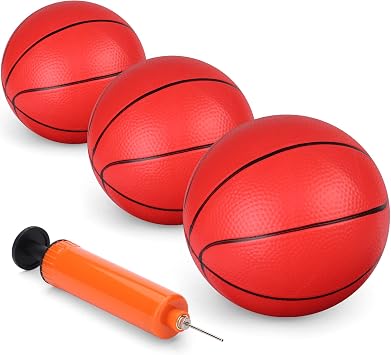 6" Mini Basketball for Mini Basketball Hoop, Small Replacement Ball Toy for Over The Door Hoop, PVC Balls for Kids Toddler, Beach Indoor Outdoor Sport Pool Game Gift Set 3 PCS with Pump