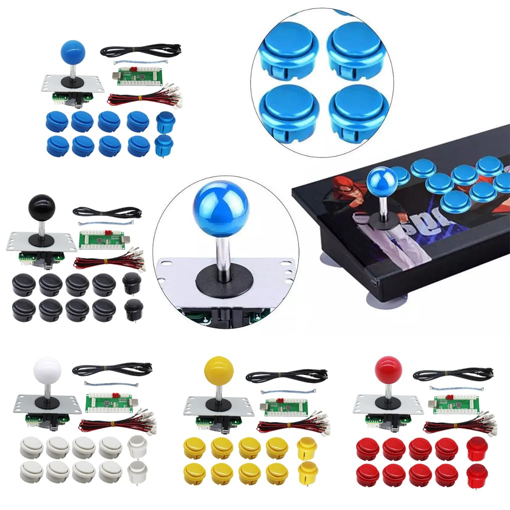 Juego de 3 botones de juego de palanca de mando de arcade con pieza reemplazada, multicolor, accesorios mejorados, artesanía, palos de lucha, color negro