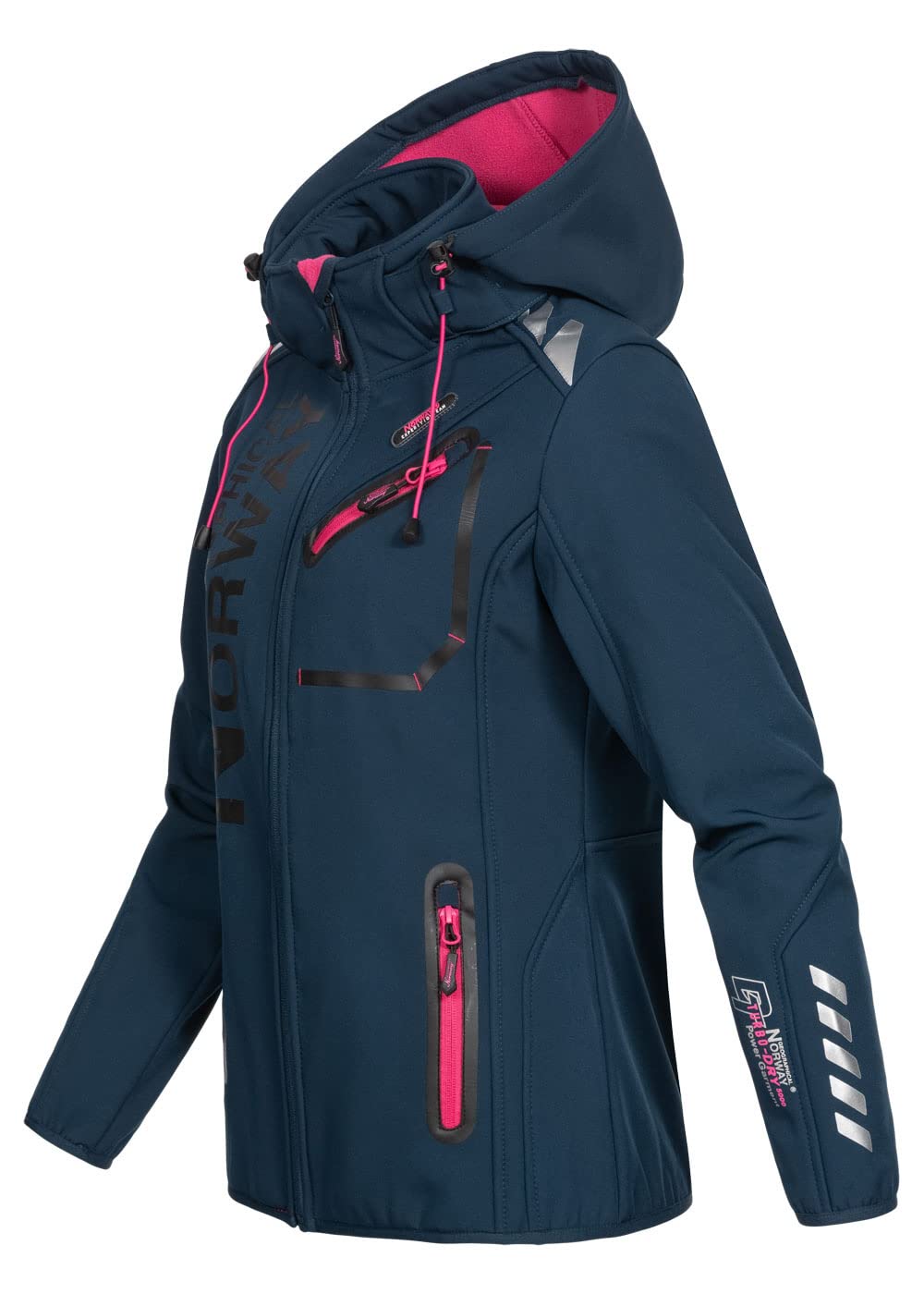 Geographical Norway Reine Lady - Giacca Cappuccio Softshell Impermeabile Donna - Giubbotto Antivento - Attività Escursioni Running Autunno Inverno Primavera