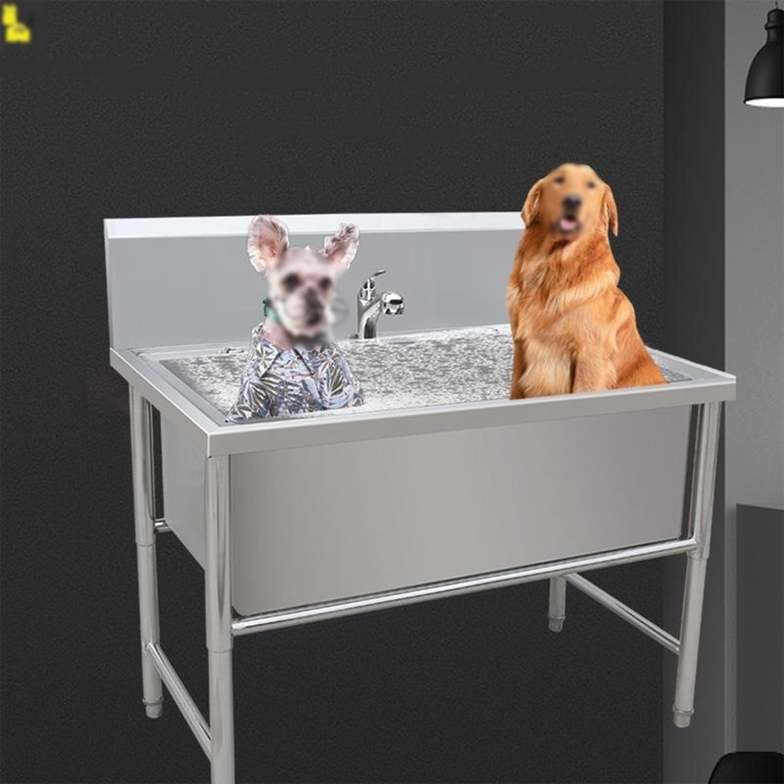 Fregadero Para Piso, Bañera De Acero Inoxidable Para Perros Con Grifo, Lavabo Grande Para Mascotas, Estación De Lavado Comercial Para Perros En Casa, Bañera Para Perros De 120 Cm, Ideal Para El Aseo
