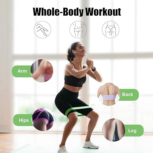 Miniatura 4 de flintronic Juego de 5 bandas de resistencia con 5 niveles de resistencia diferentes, bandas de bucle de ejercicio de fitness agradables a la piel