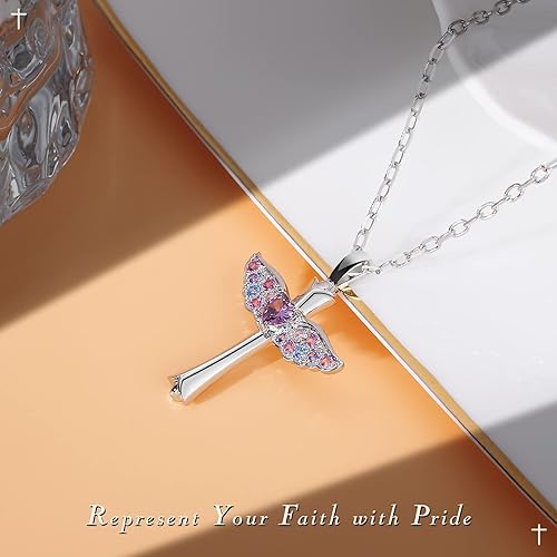 Miniatura 2 de Cross Necklace First Communion Gifts for Girls, Dainty Necklaces for Teen Girls Cross Necklace Shiny CZ Religious Pendant Christian Jewelry Baptism