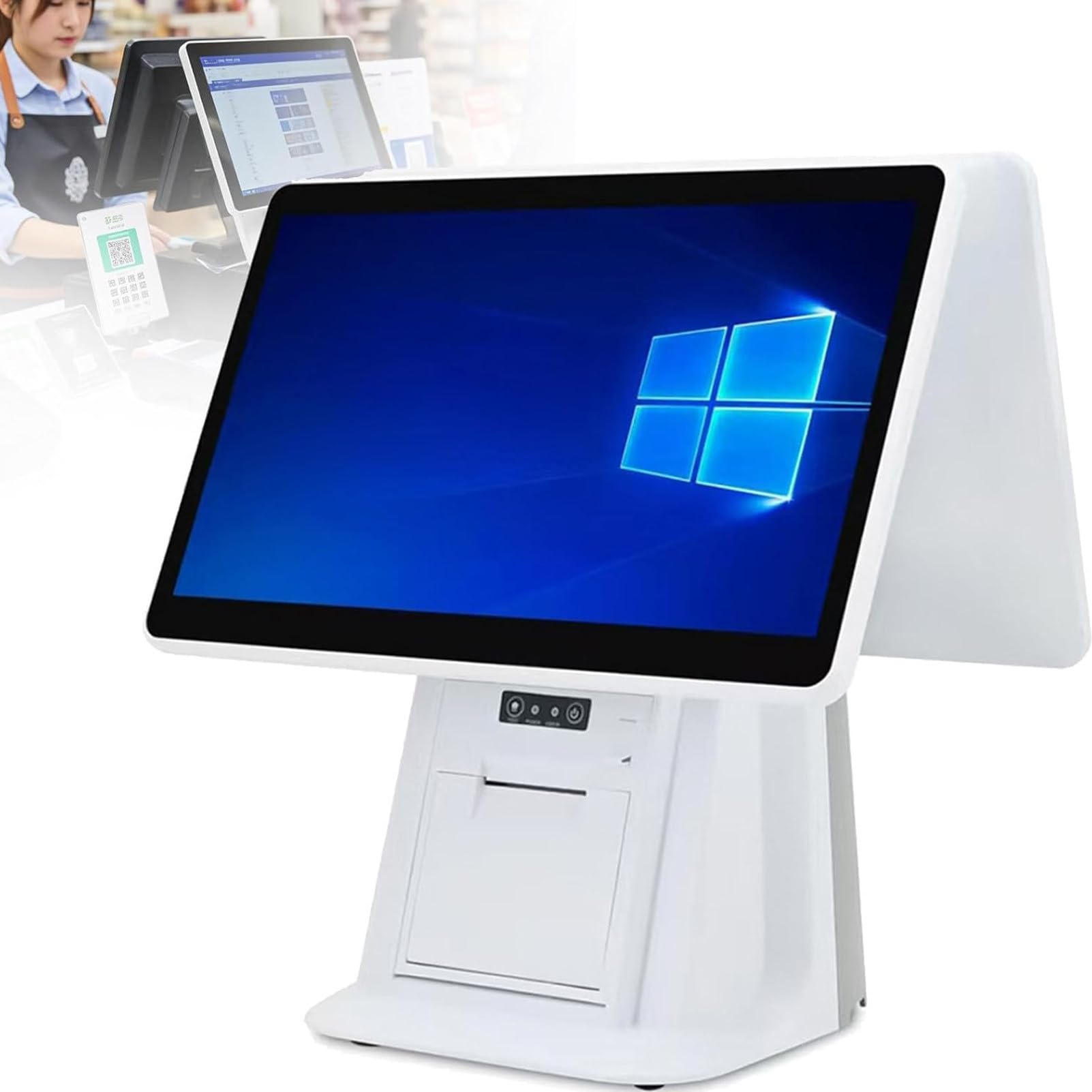 Feiphla Cash Register Till,15.6 Inch Touch Screen Pc Pos Systems,With 15.6 In Touch Screen,for Small Business DualScreen-A（58mm）