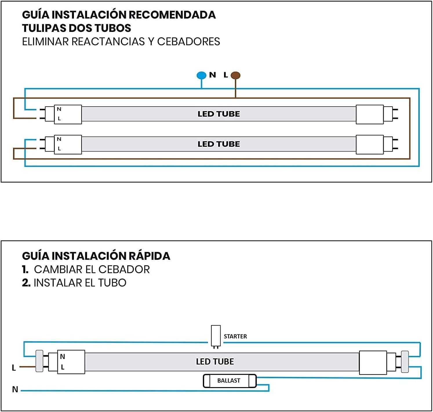 FactorLED Pack x10 Tubo LED 150cm Cristal 25W, SMD2845, Standard T8, 170 Lm/W, 4250Lm, NO FLICK, Bajo consumo y Alta luminosidad (Blanco Frío (5700k))