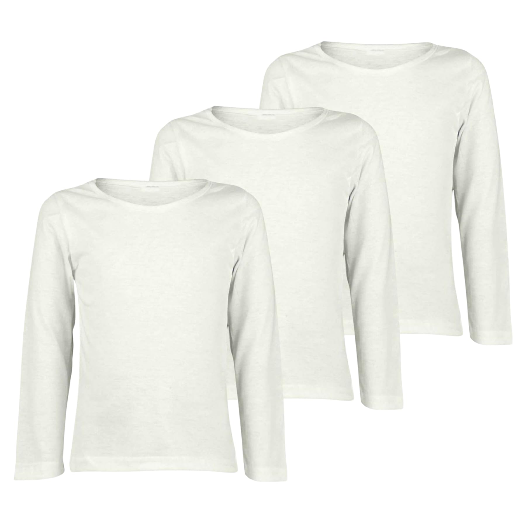 Maglietta a tinta unita per bambini, confezione da 3 magliette a girocollo per la scuola, maglietta a maniche lunghe per ragazzi, maglietta estiva elasticizzata leggera, top sportivo per