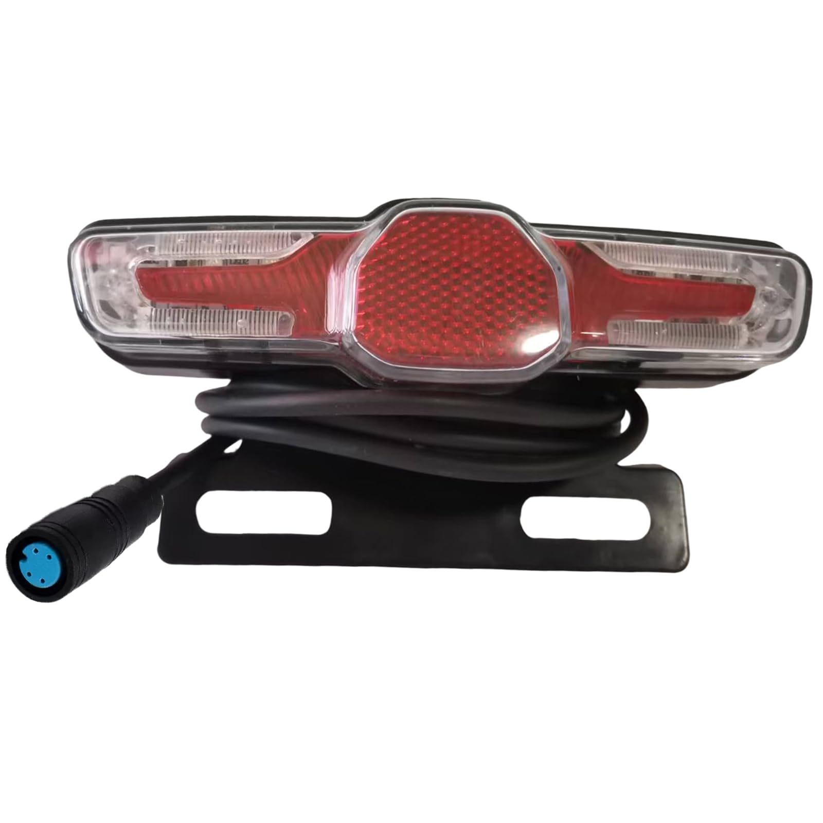 E-Bike Tail Light with Brake Light and Turn Signal, IPX4 Waterproof, 36V/48V, Rear Rack Mount, 15 Lumen, ABS，4-pin white border taillight (4 Pin Female)