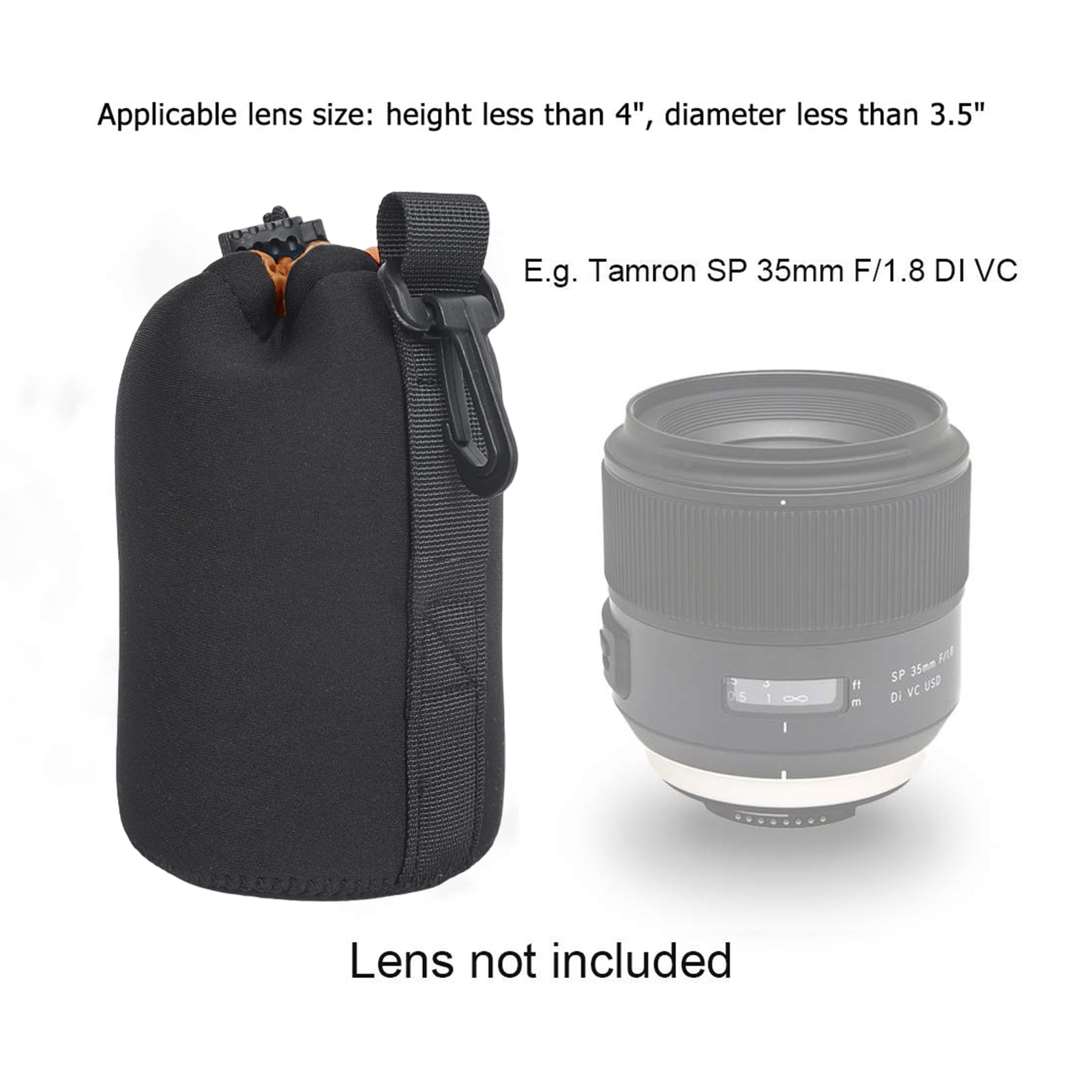 Funda de Neopreno para Lente de cámara, protección antigolpes, ángulo Ajustable para Viaje/Senderismo, Compatible DSLR/SLR, 14 cm, Se référer au descriptif, Consulte la descripción