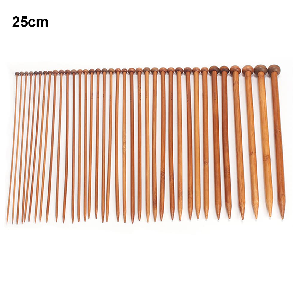 Juego de 36 agujas de tejer con 18 tamaños de agujas de tejer de bambú de una sola punta de 2 mm a 10 mm, para hilo de tejer con manta de suéter, bufanda, 25 cm
