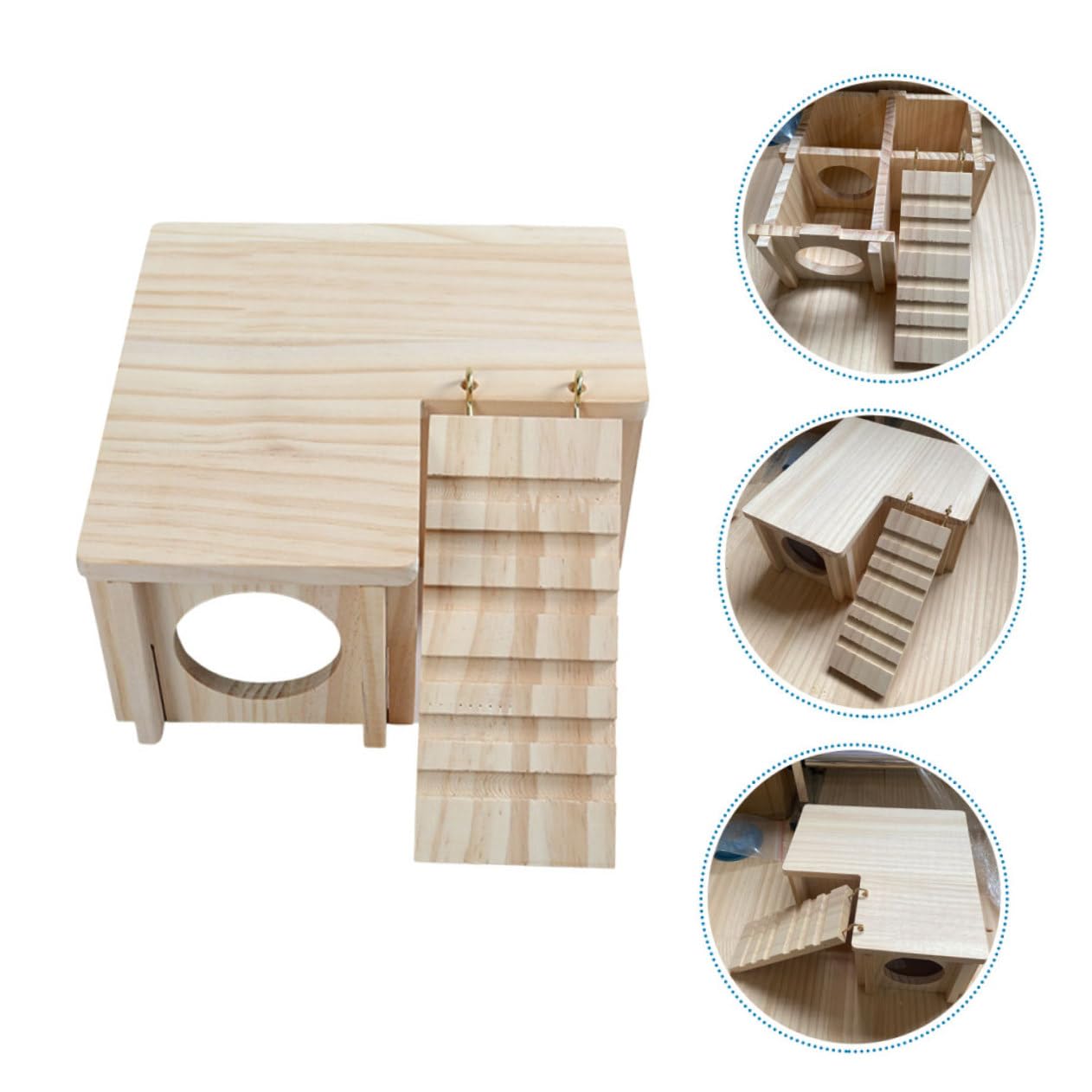 Supvox Holz Hamsterversteck mit Leiter und Kabine, Beiges Satz