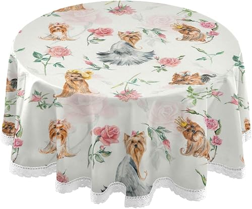 Miniatura 23 de Decoración de mesa para fiesta Gunge negro notas musicales, mantel redondo de poliéster musical retro, mantel redondo de encaje blanco de 60 Notas