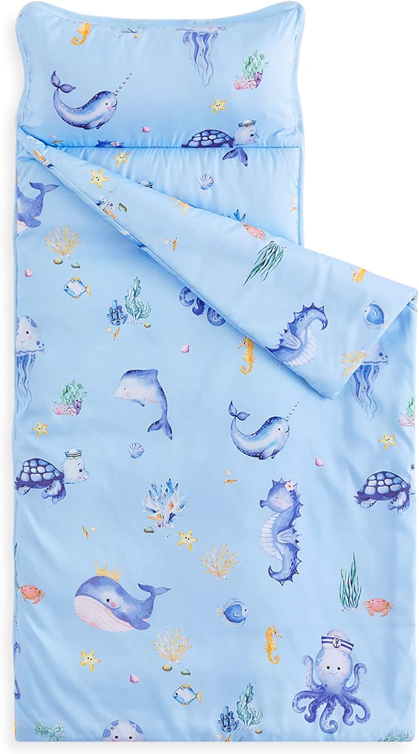 Wake In Cloud - Tapete De Siesta Para Niños Pequeños Con Almohada Y Manta, Tela 100% Algodón, Para Niños Y Niñas A Partir De 3 Años En Guardería, Preescolar, Saco De Dormir