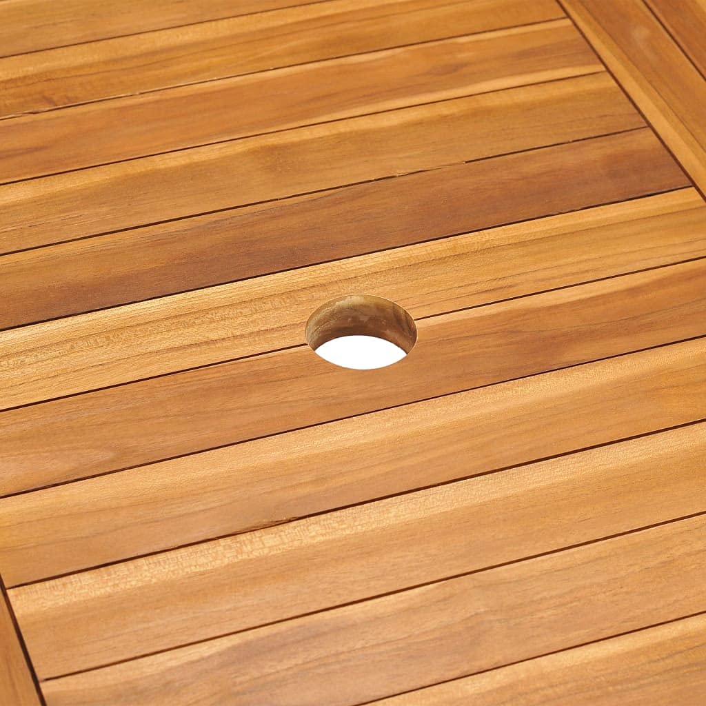 Set di mobili da giardino da 7 pezzi con cuscini, legno di teak massiccio, sedie pieghevoli con schienale regolabile in 5 posizioni, foro per ombrellone, fino a 110 kg per sedile