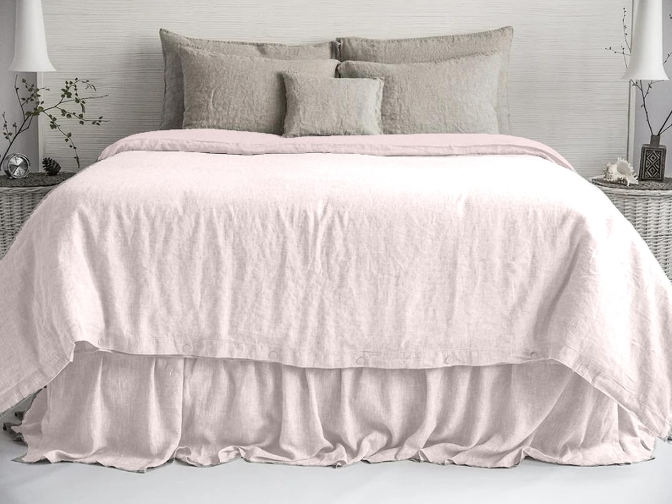 Housse de couette 100% lin blanc California King grand linge de lit