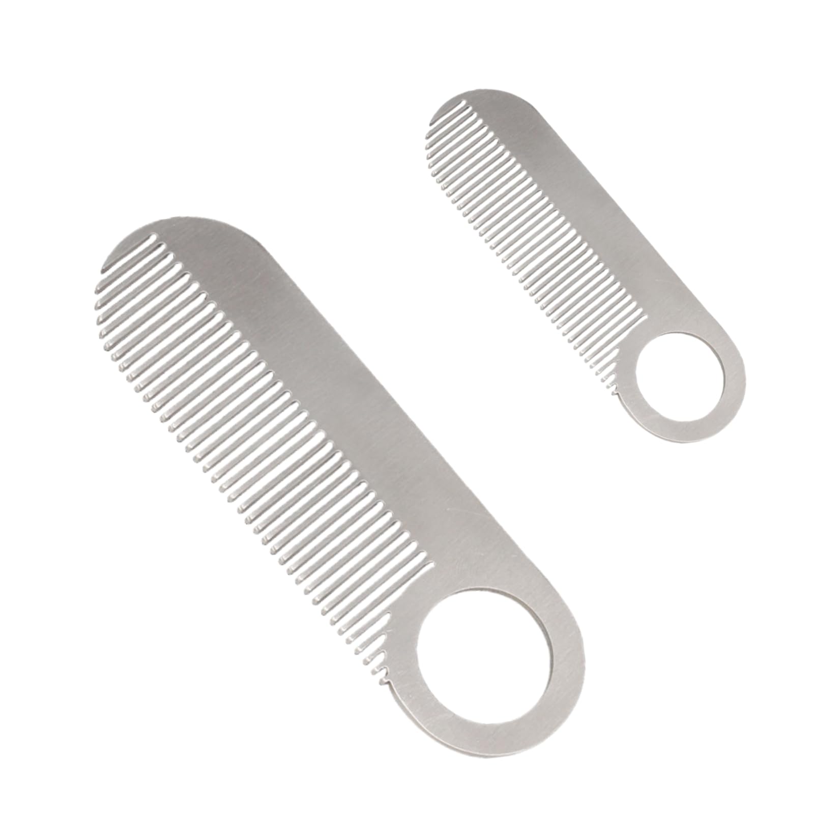 2pcs Stainless Steel Beard Combs for Men, Pocket and Travel Comb, 4 Inches (10 Centimeters) Long, Fine Teeth, for Grooming & Combing Hair, Beards and Mustaches