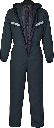 Winter Coveralls for Men 2 Pieces Long Sleeve Work Suit Mechanic Jumpsuit Insulated Coverall with Hood