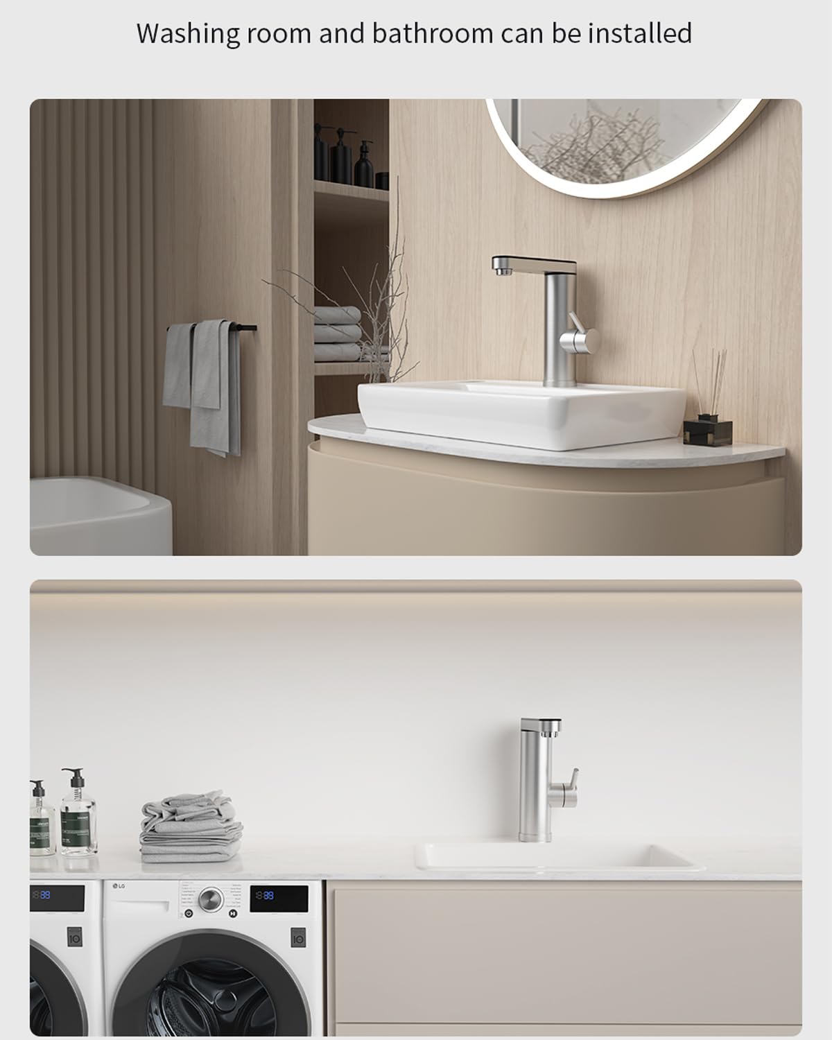 Grifo de agua caliente de acero inoxidable, grifo eléctrico con calentador de paso con indicador de temperatura digital, salida giratoria de 120 grados, armaturas eléctricas baño (salida de pantalla)