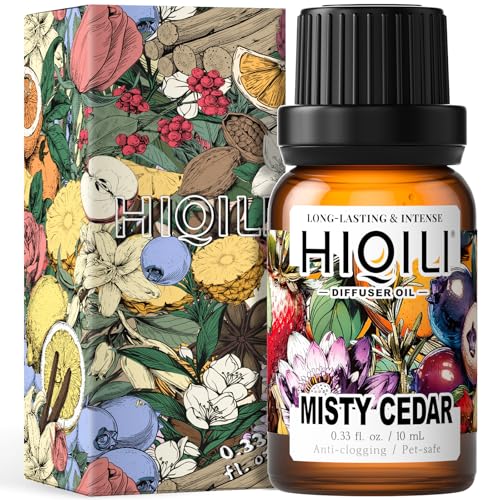 HIQILI Misty Cedar Diffuser Oil for Humidifiers & Ultrasonic Diffusers, Inspired by Bvrberry Bri.t for Him, Luxury Hotel Scents, Calming & Relaxing Essential Oil Blends for Aromatherapy - 0.34 Fl Oz
