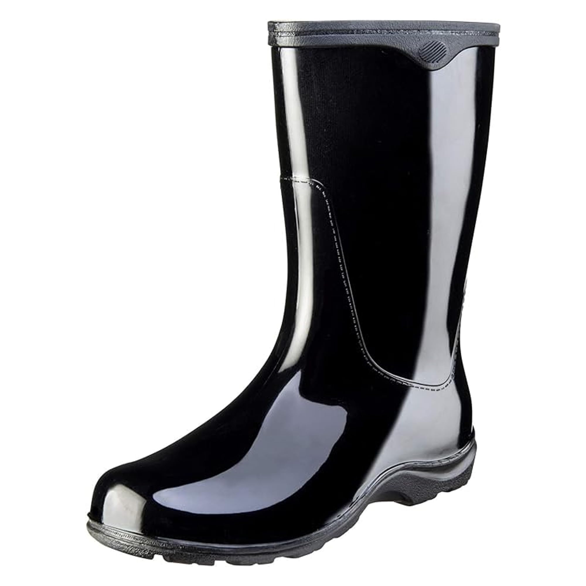 SloggersWaterproof Floral Rain Boots for Women - Cute Mid-Calf Mud & Muck Boots with Premium Comfort Support Insole, (Classic Black), (Size 8)