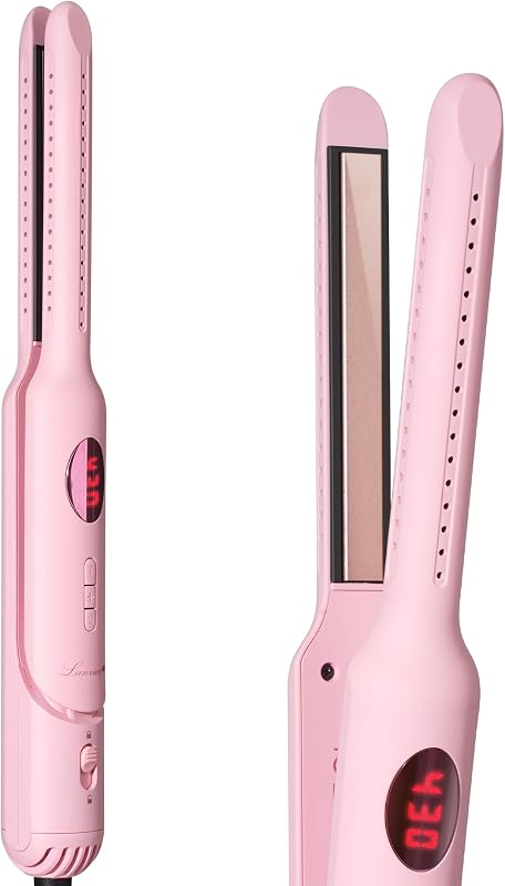 Lanvier Airflow Styler, Cool Curling Iron for Short Hair Pixie Cut&Bangs | Pencil Flat Iron with 360 Degree Cool Air Flow/Dual Voltage 100-240V Global Use/LCD Display & 4 Heat Settings up to 430°F