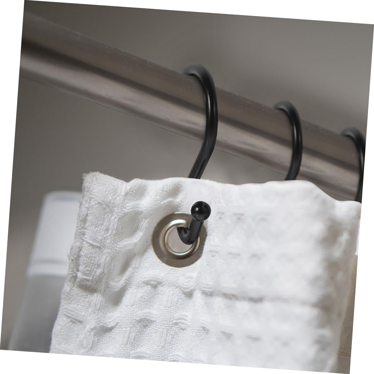 Crochets de Rideau de Bain Noir en Alliage de Zinc, Lot de 24, Forme S, Surface Lisse, pour Salle de Bain