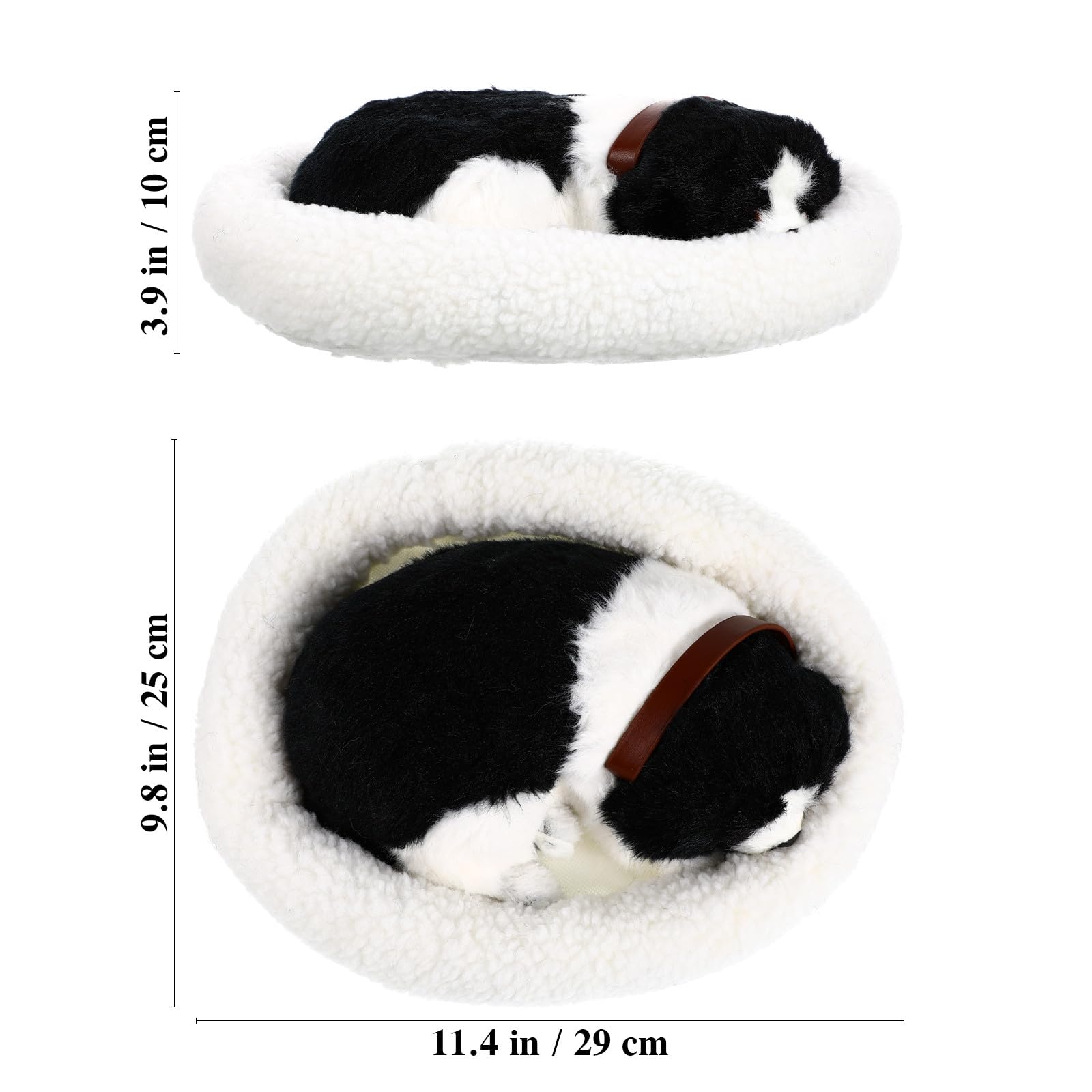Kichvoe Cane di Peluche Realistico Addormentato Nero, Decorazione | Finitura in Lana Artificiale e Polietilene, Stile Vivace e Adorabile, per Natale e Halloween
