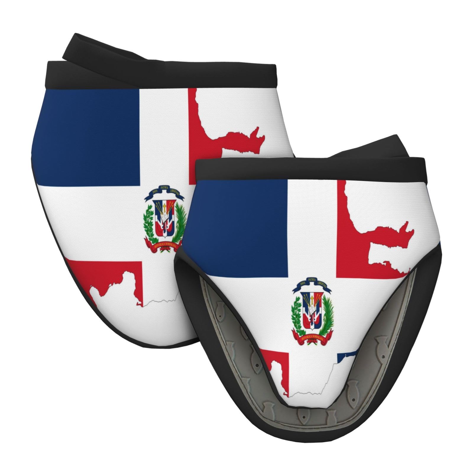 Silicone Oven Mitts, Heat and Slip Resistant Kitchen Mittens 2-Pack Set, Dominican Republic Map Flag Pattern Short Soft Oven Gloves