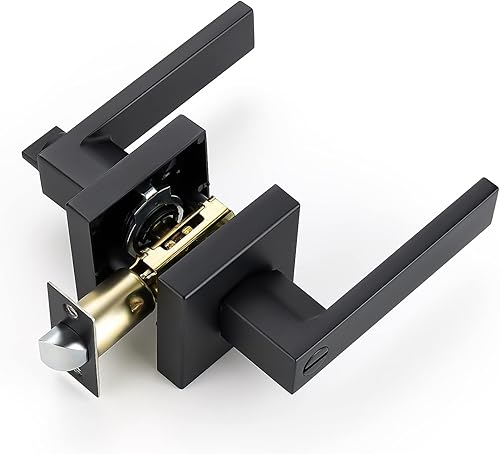 Ravinte Paquete de 5 manijas de puerta resistentes para puerta cuadradas, para apertura a la derecha, izquierda, acabado negro mate, manijas de