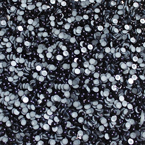 Blinggasm 1000 Half Pearl Beads Flat Back, Craft Scrapbooking Choose Your Color and Size (5mm, Black)