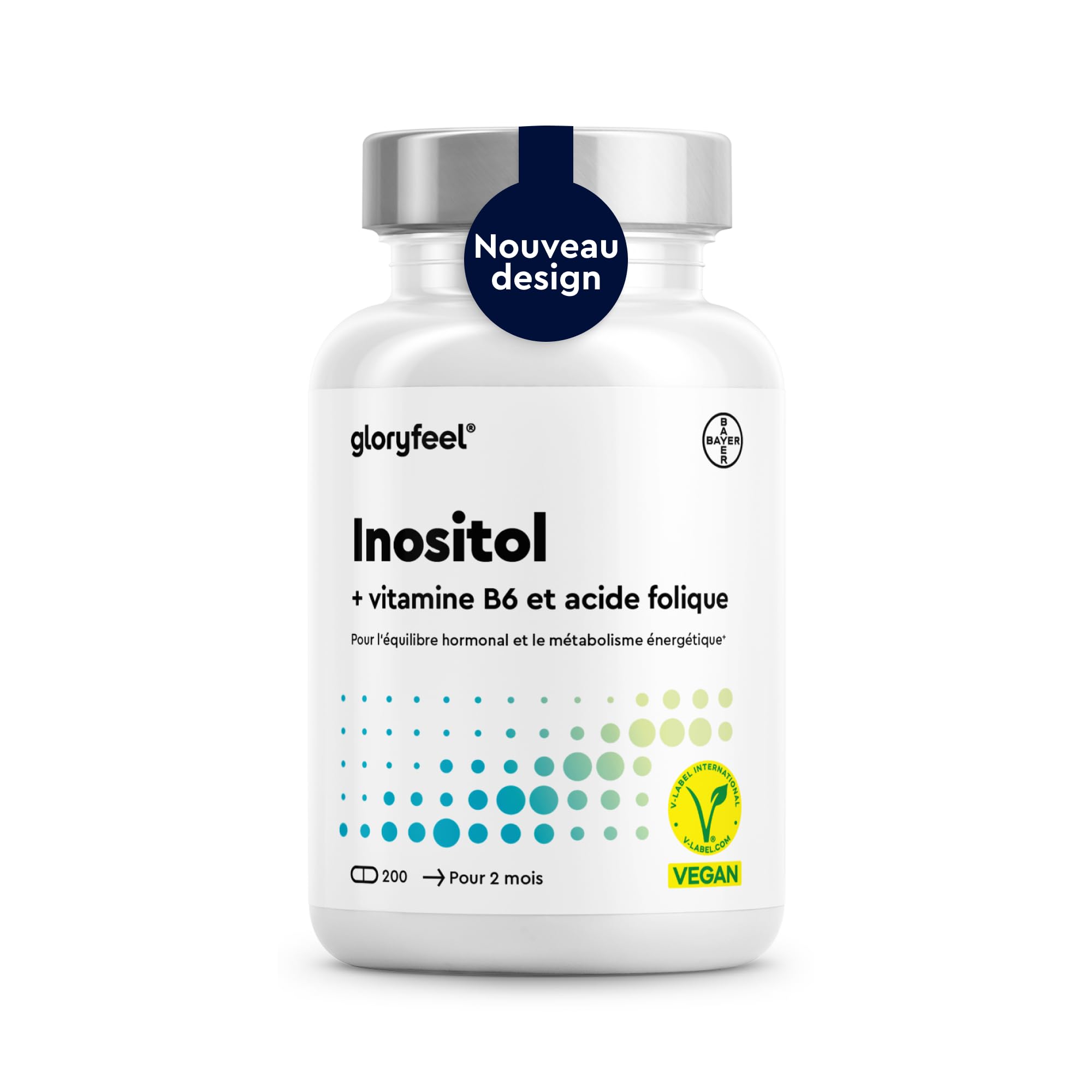 Inositol Pure en Combinaison avec l'Acide Folique + Vitamine B6 Quatrefolic®, 200 Capsules, Hautement Dosée avec 2000 mg de Inositol par Jour, Contribue à la Croissance des Tissus Maternels*