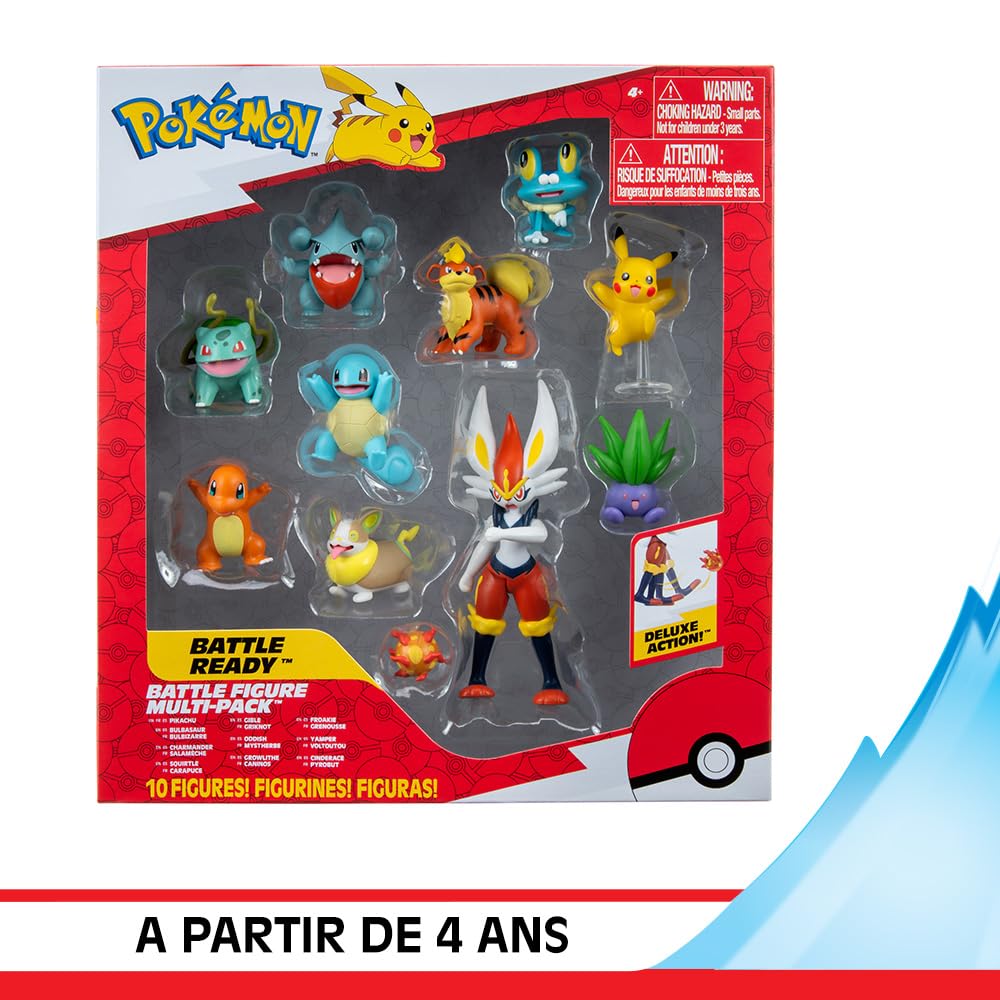 Bandai Pokemon Pack of 6 Figures - Sacha, Pikachu, Salamèche, Tiplouf