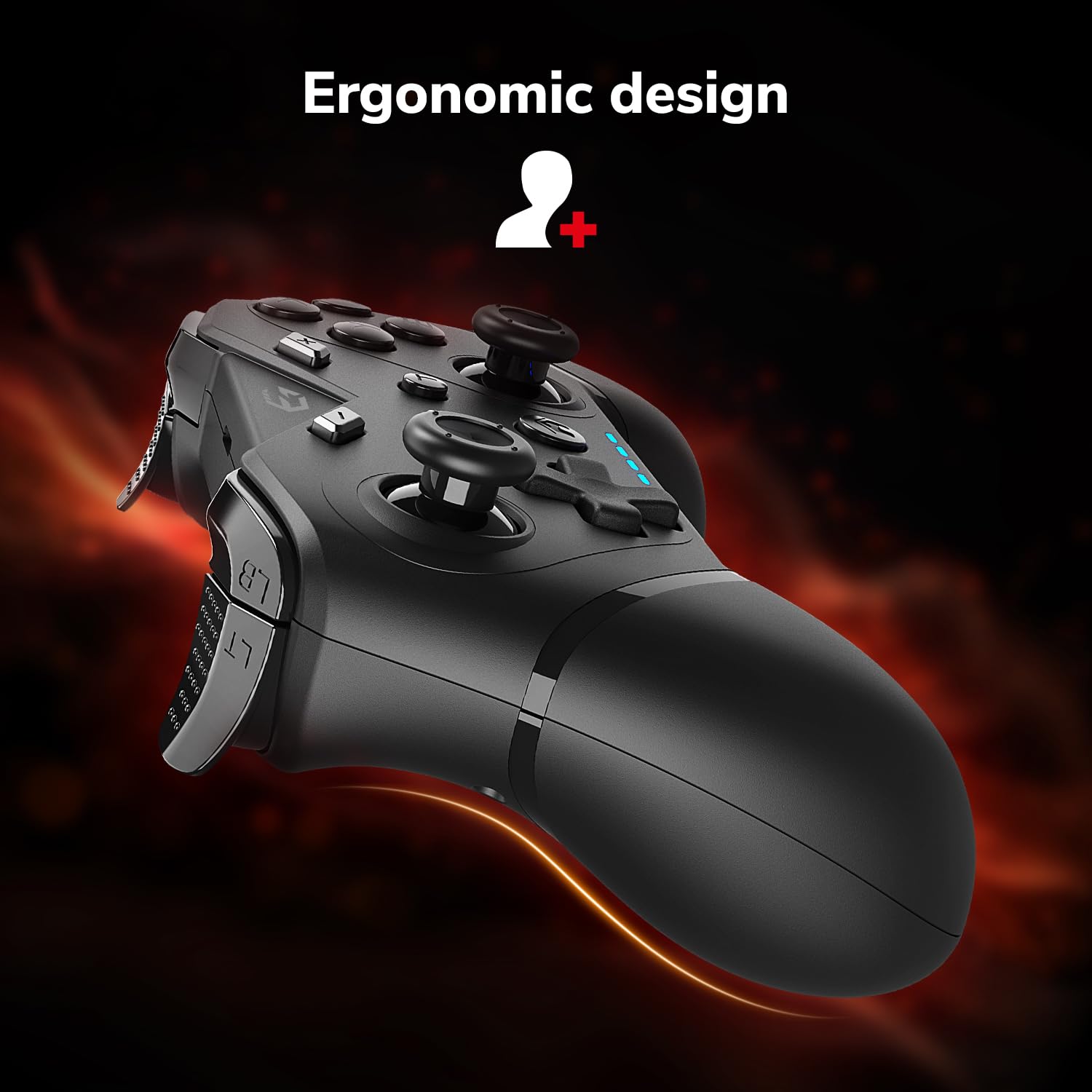 EgoGear - Mando inalámbrico SC20 Negro para Nintendo Switch, Switch OLED, PS3 y PC - Indicador de carga y número de jugador - Diseño ergonómico - 550mAh