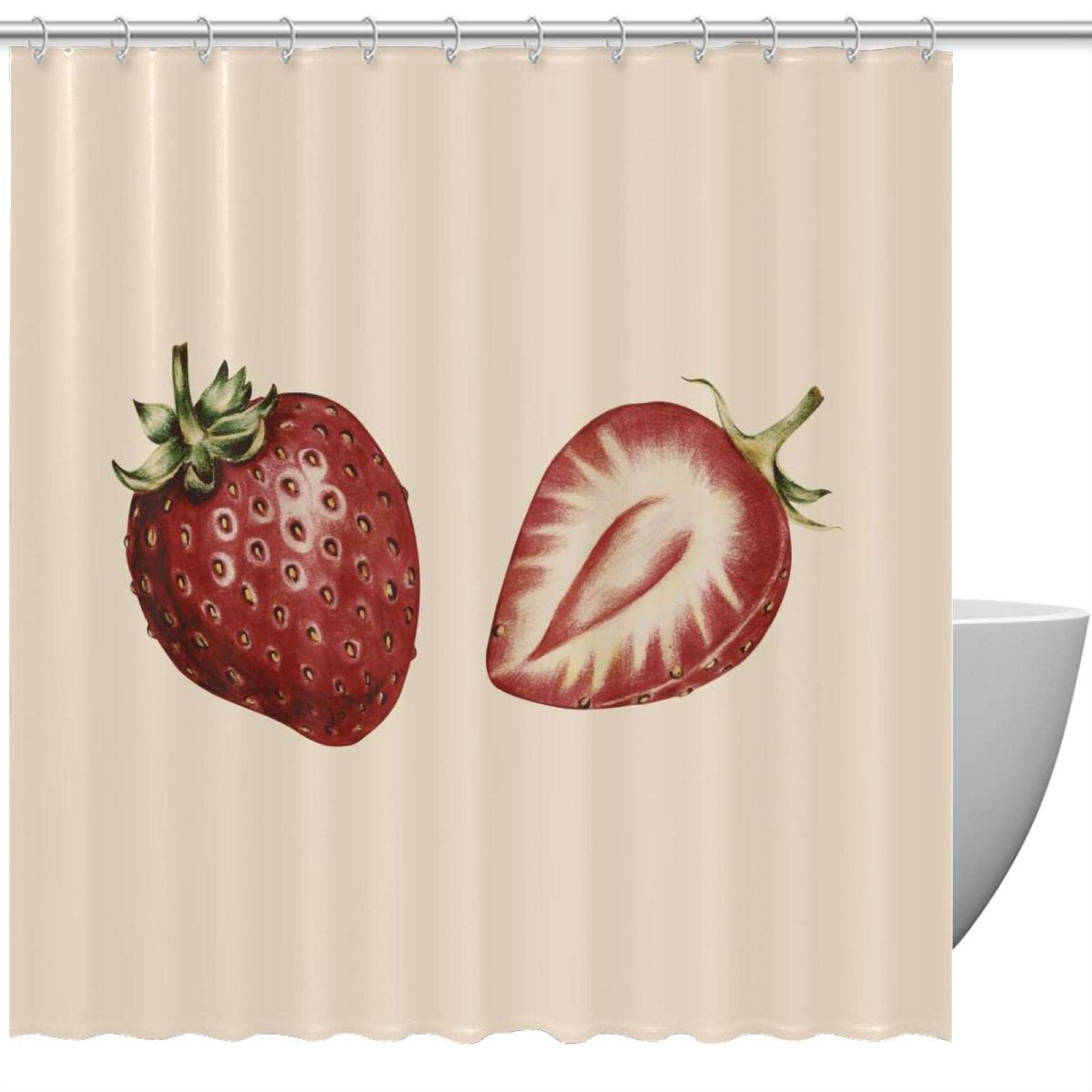 Rideau de douche 168 x 183 cm aquarelle fruits en textile imperméable durable