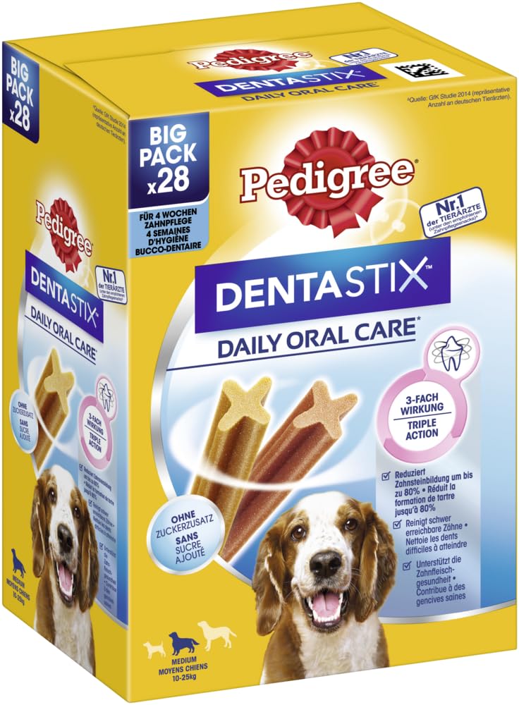 Pedigree Dentastix - Snacks para Perros medianos (10-25 kg, 28 Palos, 720 g)