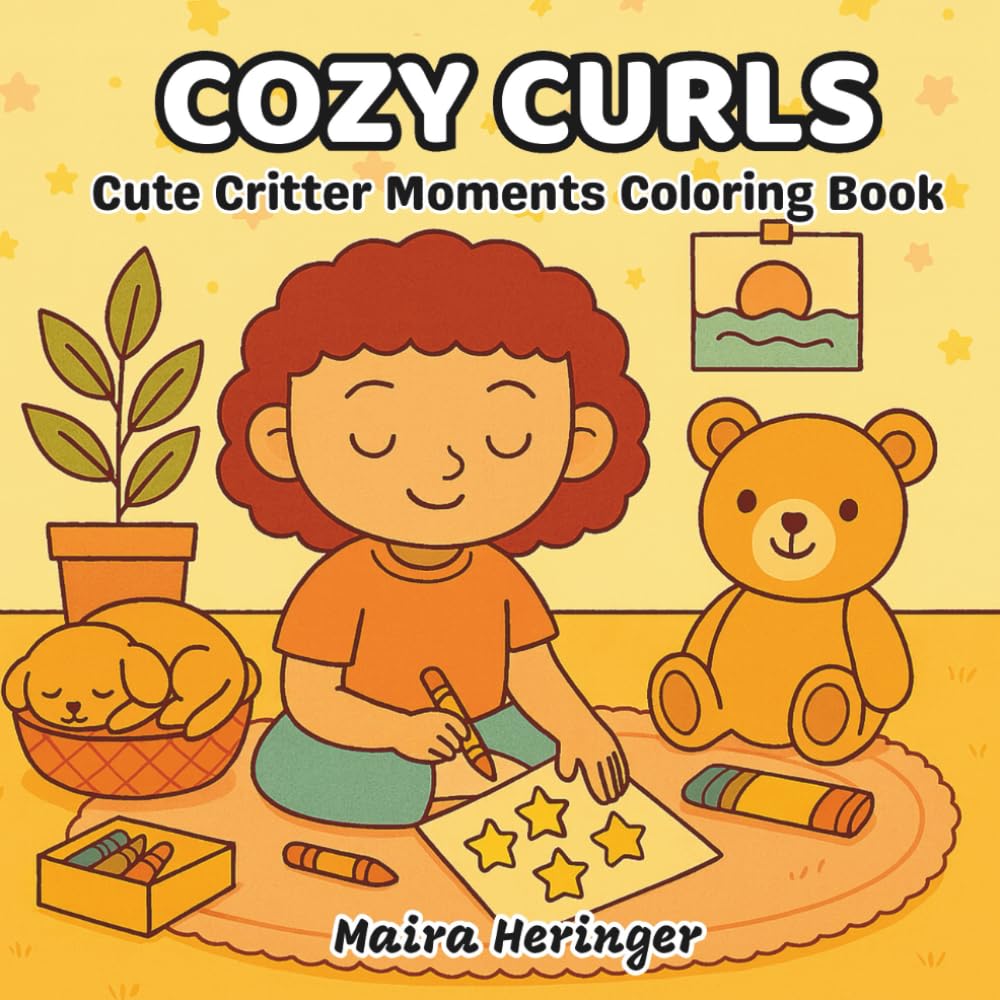 Cozy Curls: Cute Critter Moments Coloring Book