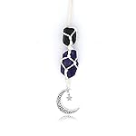 BOHO GARDEN Hanging Car Charm - Black Tourmaline, Amethyst - Dangling Moon, Healing Crystal Accessories, Rearview Mirror Decorations - Grounding, Confidence, Protection, Balance, Energy, Spirituality