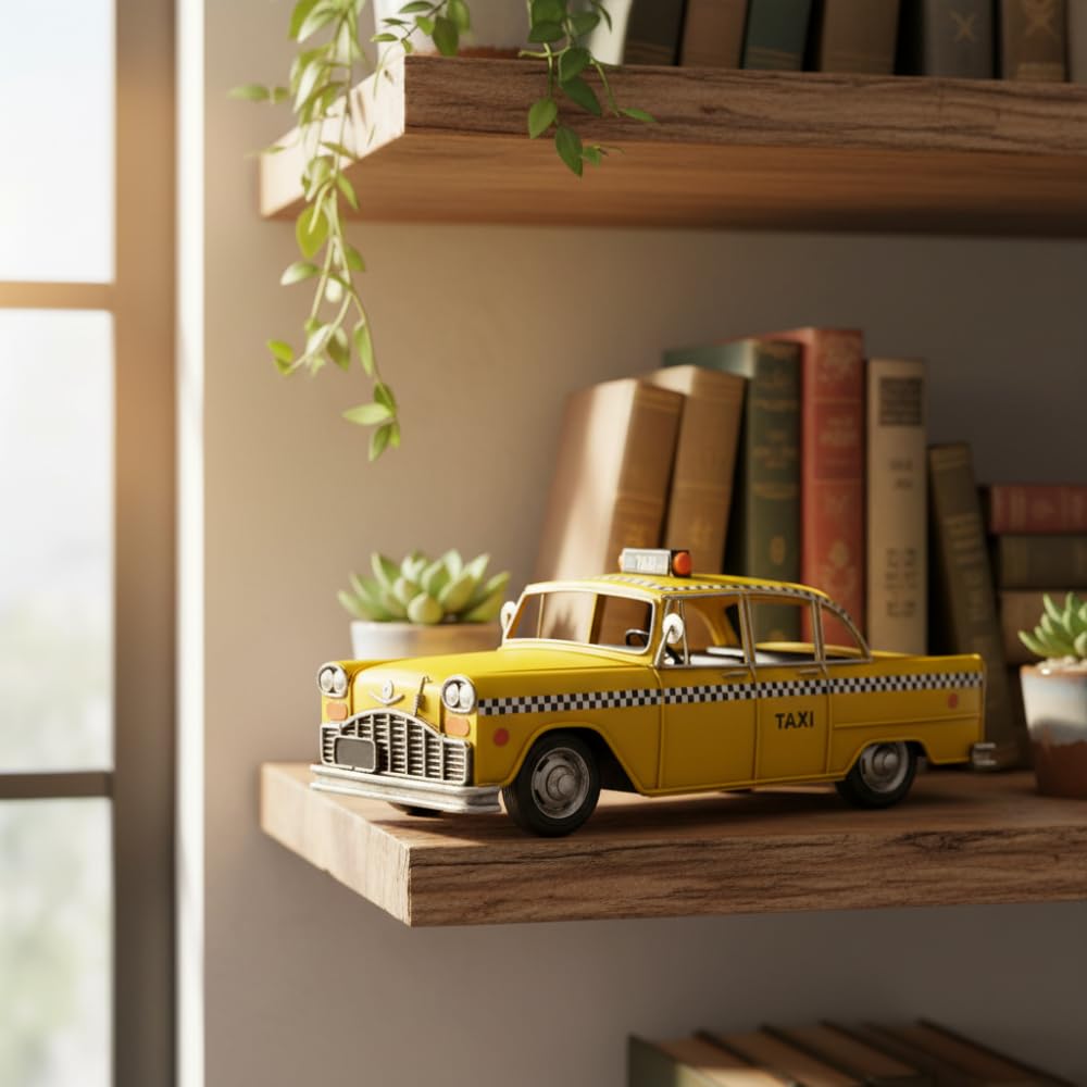 Carousel Home Rétro Vintage New York City Taxi Yellow Cab Tin Modèle