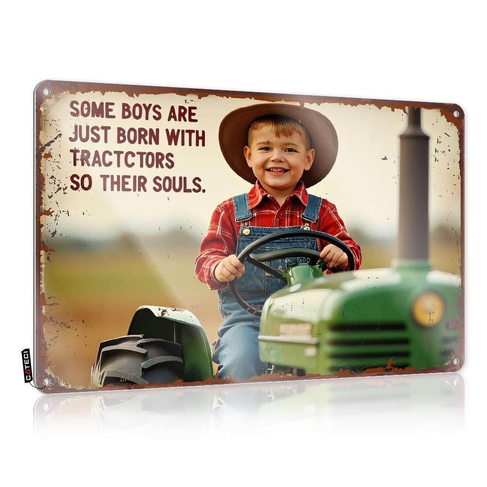 Man Cave Signs Vintage Funny Some Boys Are Just Born With Tractors In Their Souls. Tin Sign Bbq Signs Outdoor Man Cave Wall Decor(30X40CM)