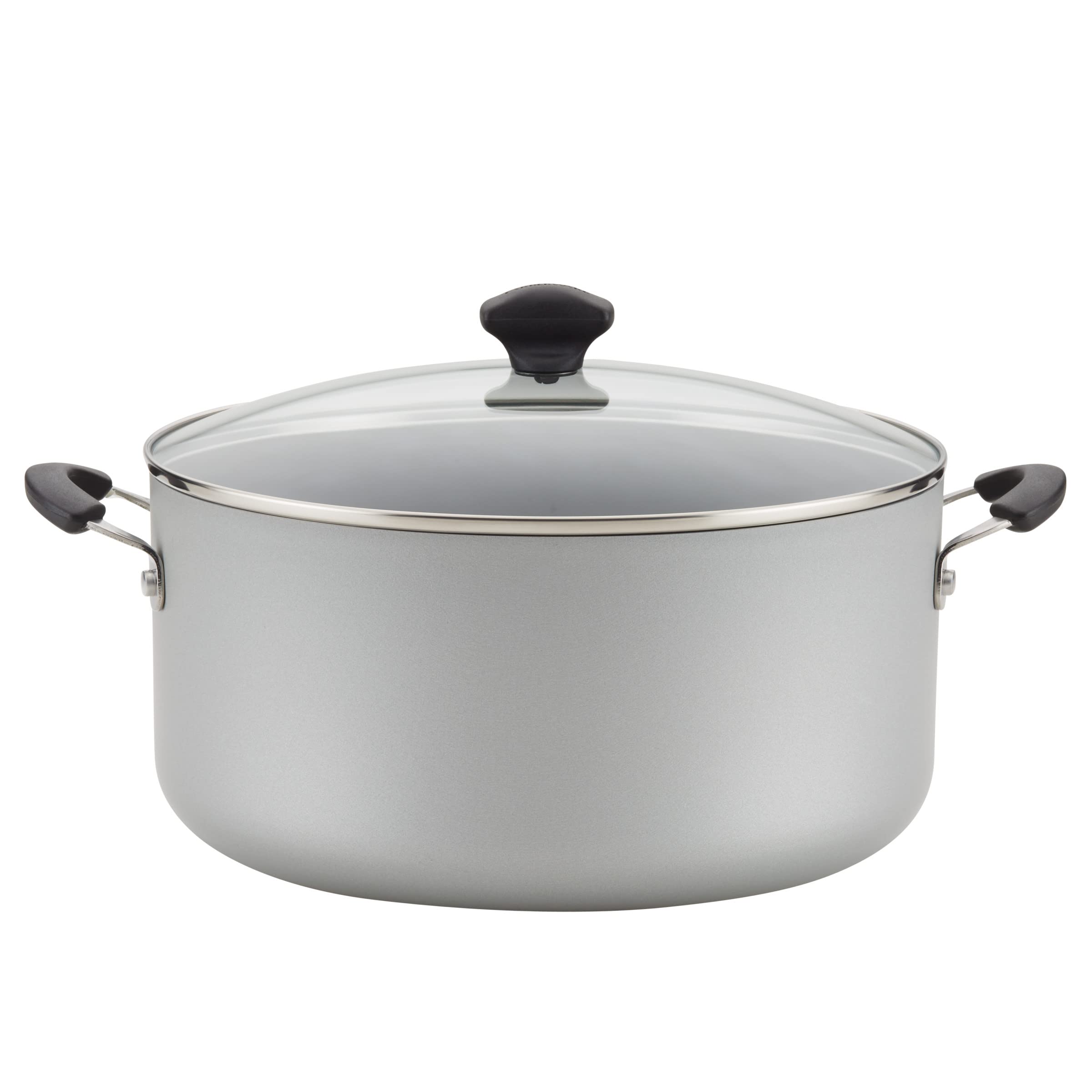 Farberware Cookware Nonstick Stockpot with Lid, 10.5 Quart, Silver