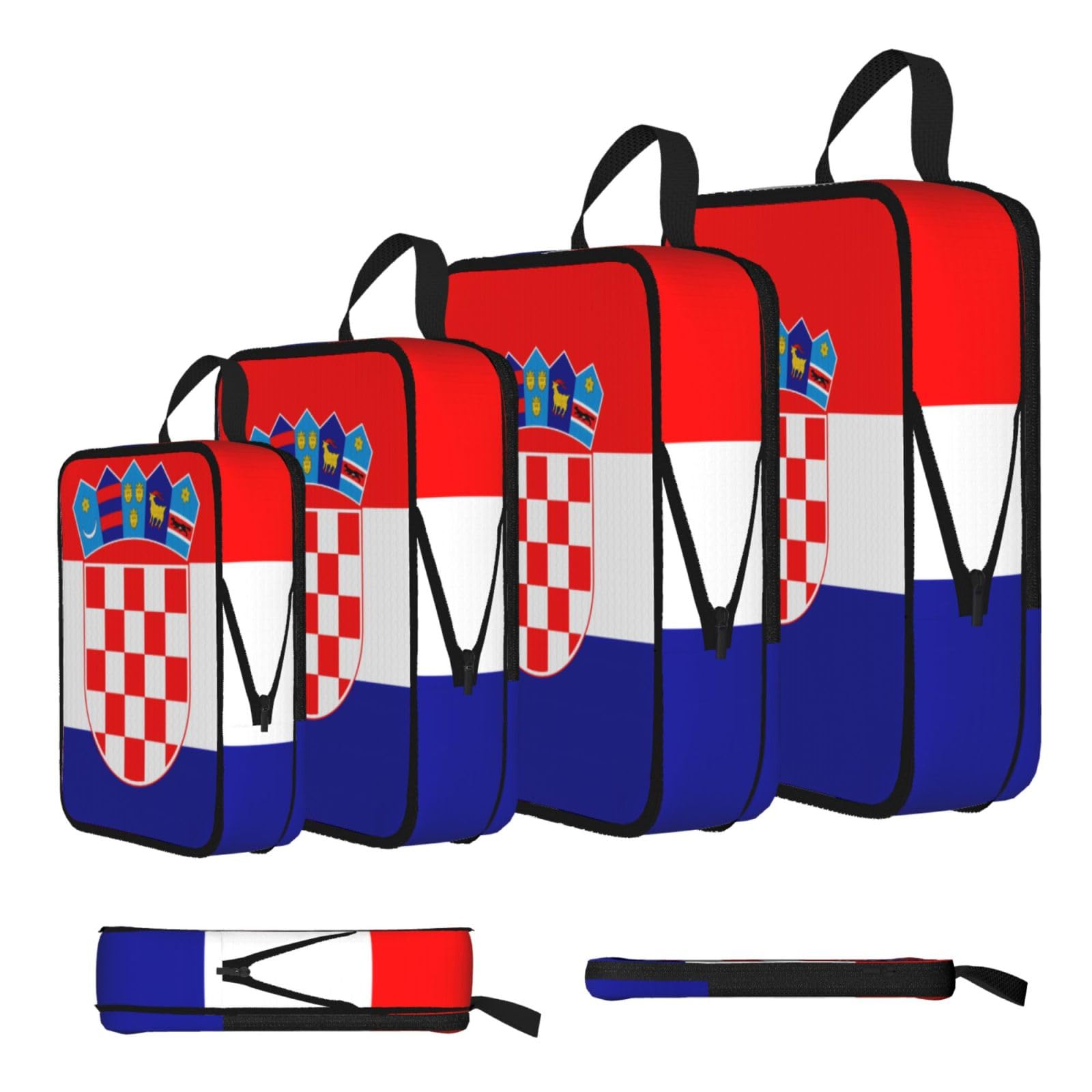 Sxzvvbn Black Republic Of Croatia Flag Compression Packing Cubes 4 Piece Set